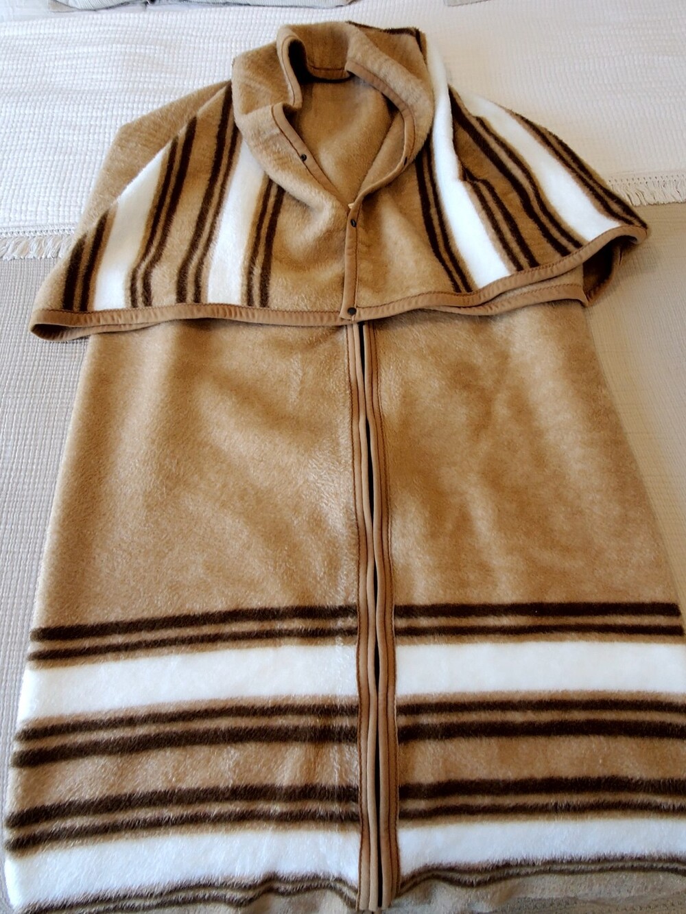 Vtg Biederlack West Germany Cuddle Wrap Sleeping Bag Blanket Brown/Tan EUC